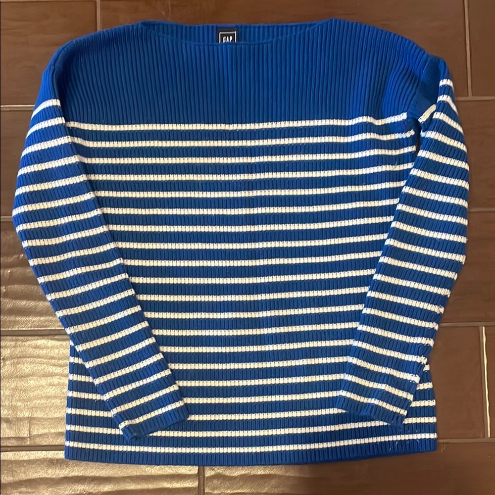 GAP Blue and White Crewneck Sweater Nautical Stripes